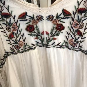 Zara Long sleeve embroidered white dress